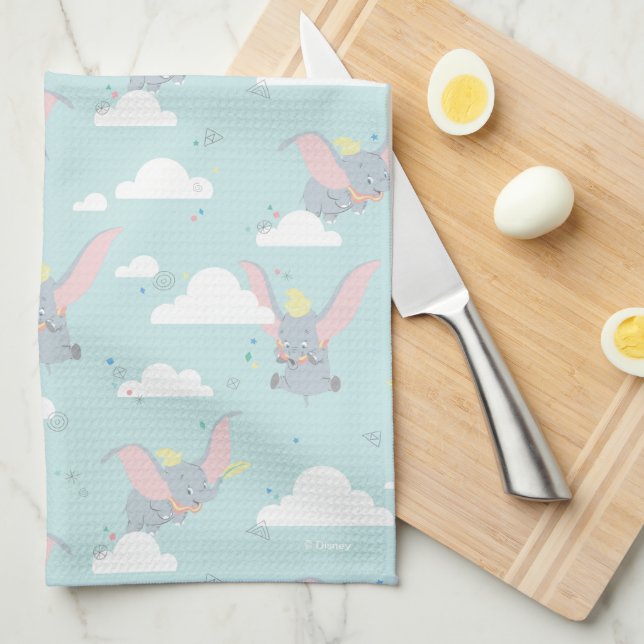 Cute Dumbo Blue Tribal Pattern Kitchen Towel (Quarter Fold)