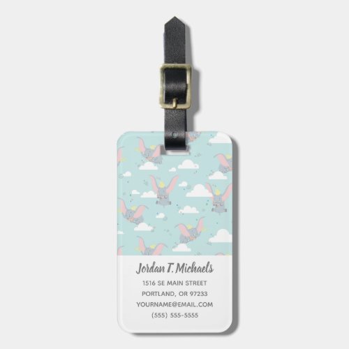 Cute Dumbo Blue Tribal Pattern Luggage Tag