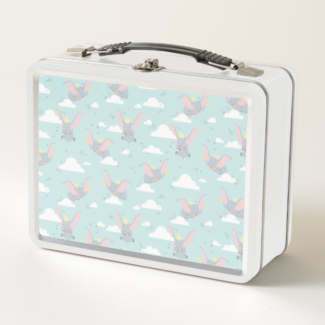 Cute Dumbo Blue Tribal Pattern Metal Lunch Box (Front)