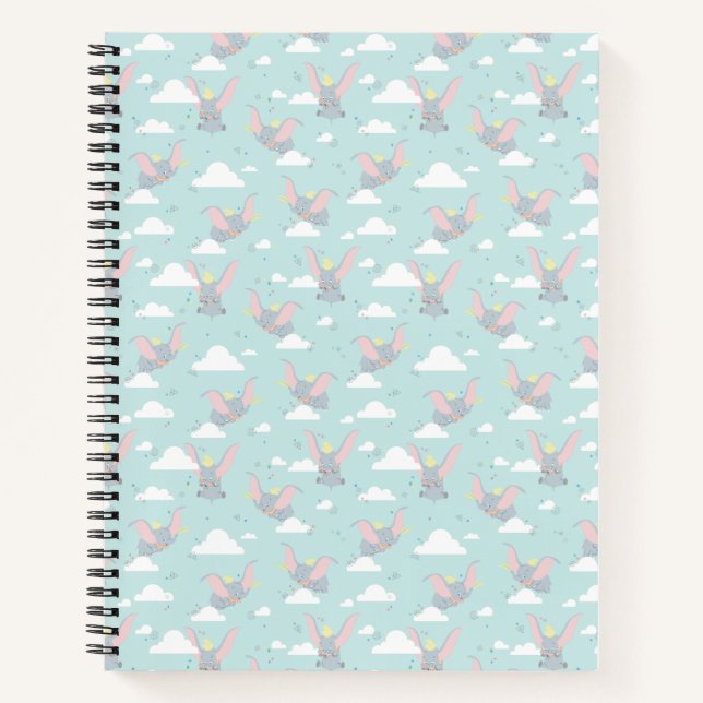 Cute Dumbo Blue Tribal Pattern Notebook (Front)