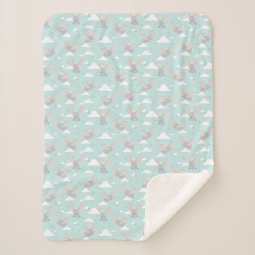 Cute Dumbo Blue Tribal Pattern Sherpa Blanket