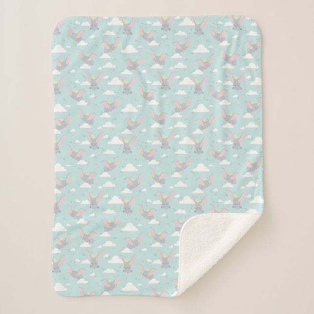 Cute Dumbo Blue Tribal Pattern Sherpa Blanket (Front)