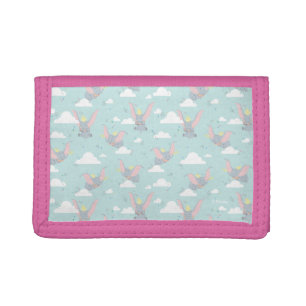 Cute Dumbo Blue Tribal Pattern Tri-fold Wallet