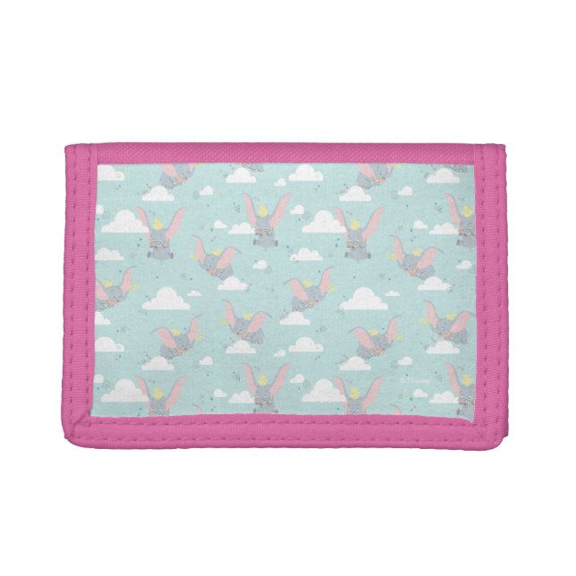 Cute Dumbo Blue Tribal Pattern Tri-fold Wallet (Front)