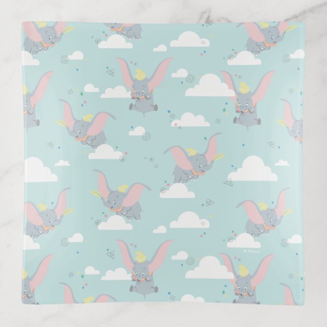 Cute Dumbo Blue Tribal Pattern Trinket Tray (Front)