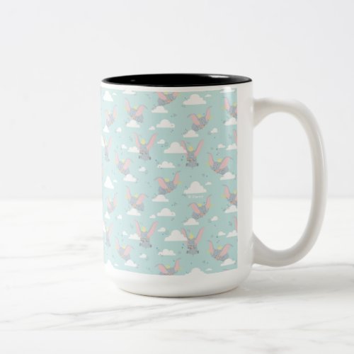 Cute Dumbo Blue Tribal Pattern Two_Tone Coffee Mug
