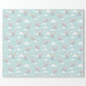 Cute Dumbo Blue Tribal Pattern Wrapping Paper (Flat)