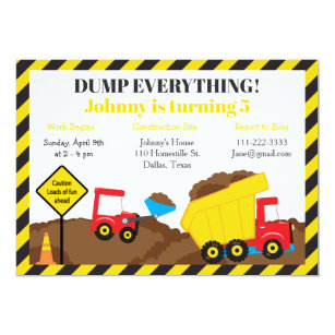 dump truck birthday invitations zazzle