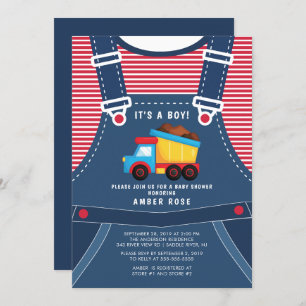 Cute Dump Truck Baby Shower Invitation