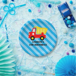 Cute dump truck construction theme Birthday party Paper Plates
