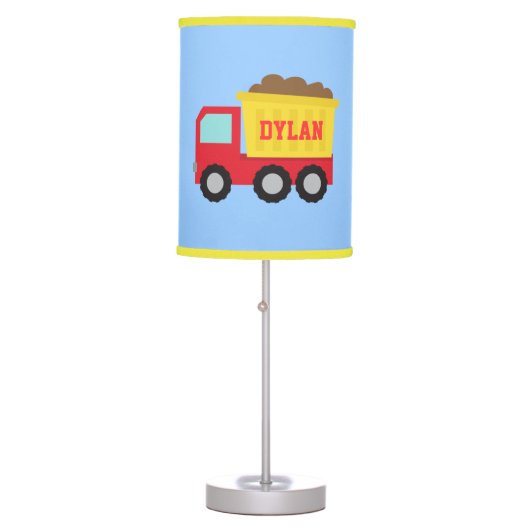 Cute Dump Truck, Construction Vehicle, Boys Room Table Lamp (Front)