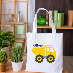 Cute Dump Truck yellow School name Tote Bag