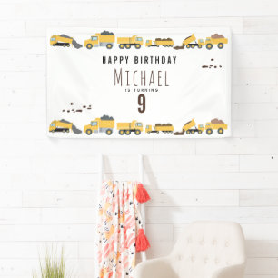 Cute Dump Trucks Construction Trucks Birthday Banner