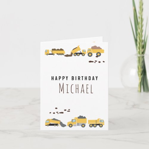 Cute Dump Trucks Construction Trucks Birthday Card