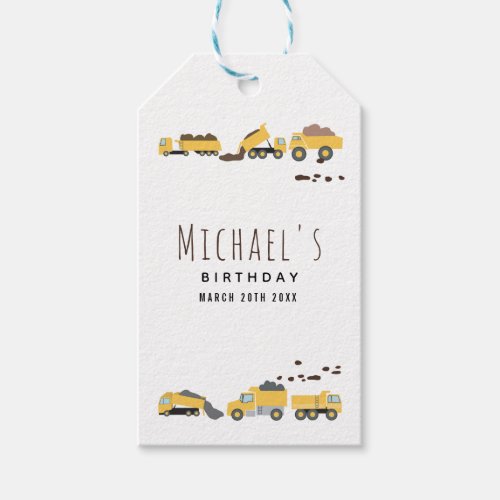 Cute Dump Trucks Construction Trucks Birthday Gift Tags