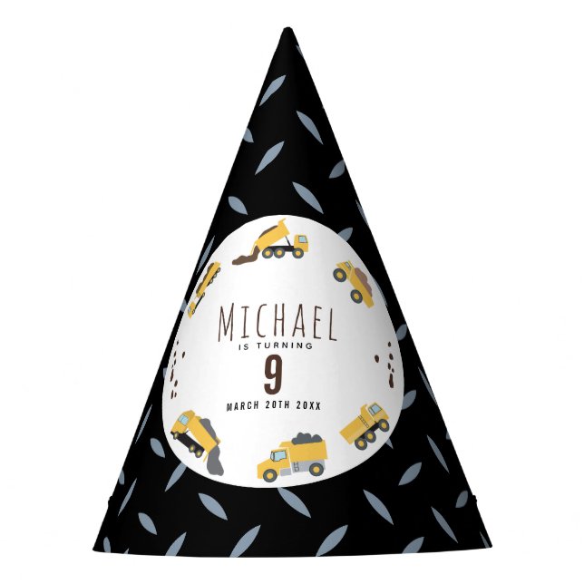 Cute Dump Trucks Construction Trucks Birthday Party Hat (Front)