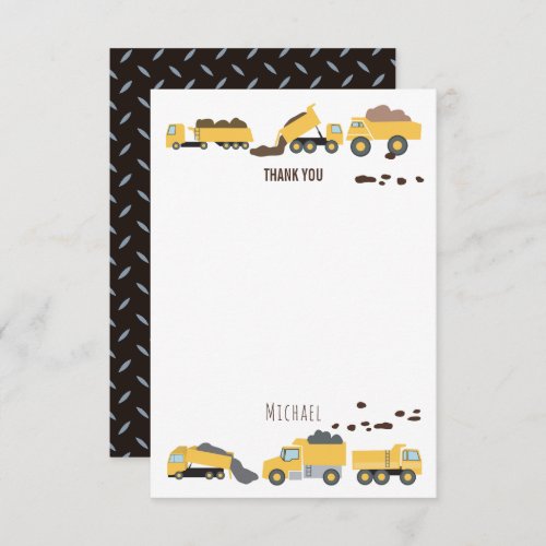 Cute Dump Trucks Construction Trucks Birthday Thank You Card
