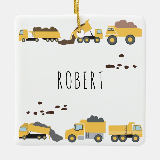 Cute Dump Trucks Construction Trucks  Ceramic Ornament (Front)