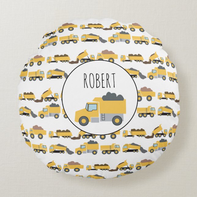 Cute Dump Trucks Construction Trucks  Round Pillow (Front)