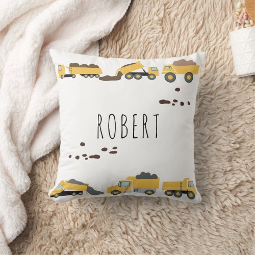 Cute Dump Trucks Construction Trucks  Throw Pillow