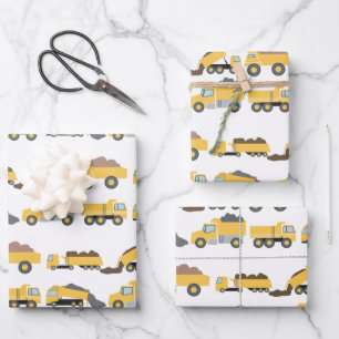 Cute Dump Trucks Construction Trucks Wrapping Paper Sheets