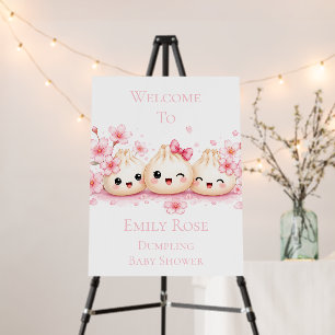 Cute Dumpling Girl Baby Shower Welcome Sign