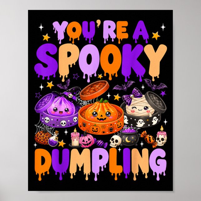 Cute Dumpling Halloween Pumpkin Witch Dumpling Poster (Front)