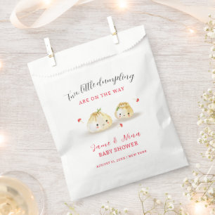 Cute Dumpling Mushroom Twin Baby Shower  Favor Bag