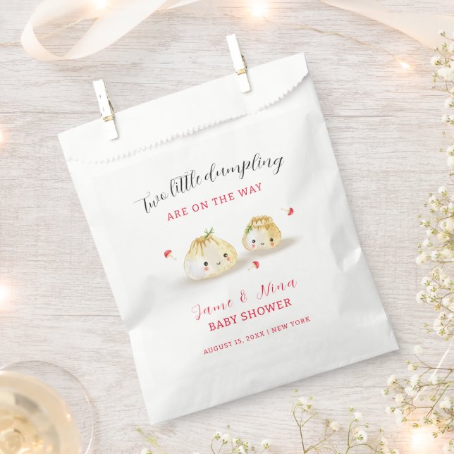 Cute Dumpling Mushroom Twin Baby Shower  Favor Bag (Clipped)