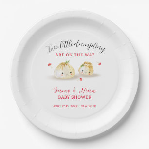 Cute Dumpling Mushroom Twin Baby Shower  Paper Plates