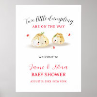 Cute Dumpling Mushroom Twin Baby Shower Welcome