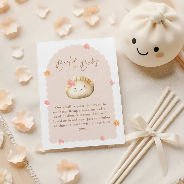 Cute Dumpling Pink Baby Girl Shower Books for Baby Enclosure Card (Creator Uploaded)
