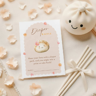 Cute Dumpling Pink Baby Girl Shower Diaper Raffle Enclosure Card