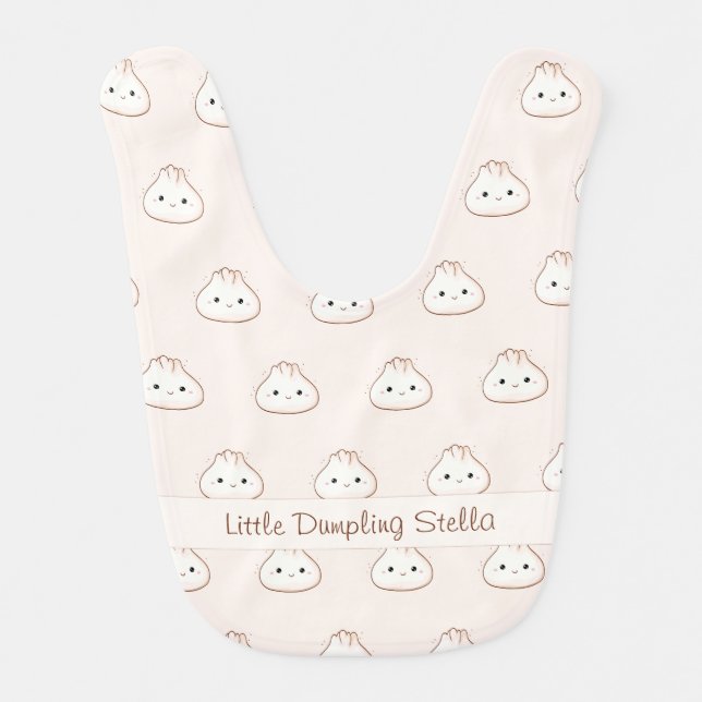 Cute Dumpling Script Personalized Baby Bib (Front)