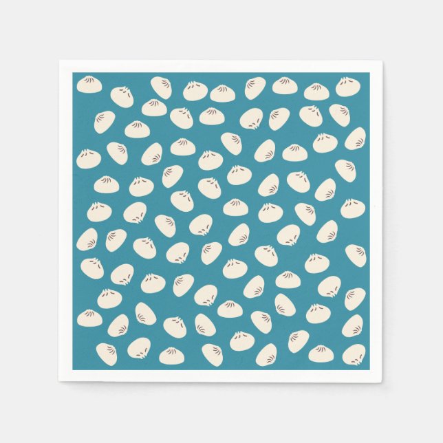 Cute Dumplings on Blue Background Paper Napkins (Front)