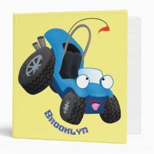 Cute dune buggy off road vehicle cartoon  3 ring binder