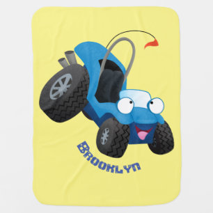 Cute dune buggy off road vehicle cartoon baby blanket