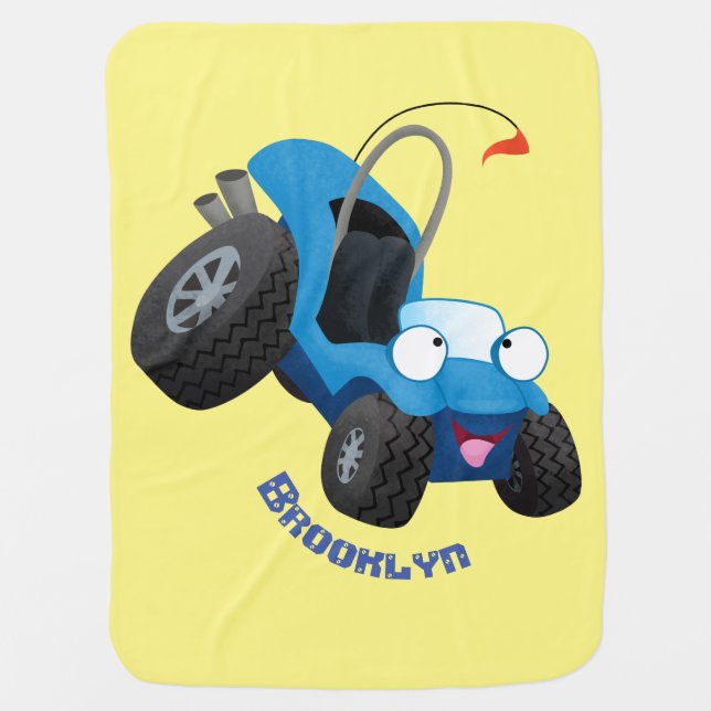 Cute dune buggy off road vehicle cartoon baby blanket (Front)