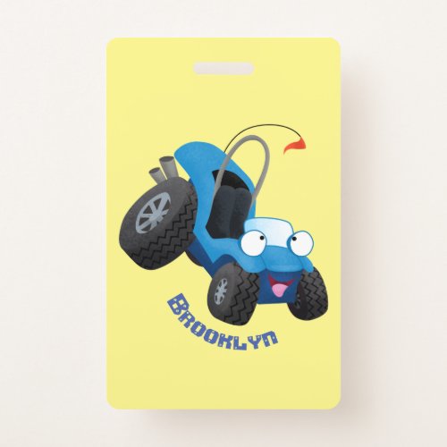 Cute dune buggy off road vehicle cartoon badge