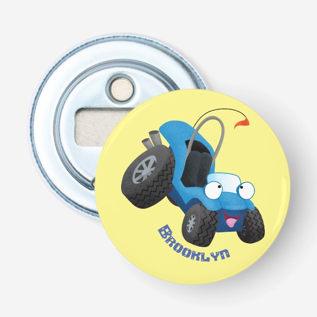 Cute dune buggy off road vehicle cartoon  bottle opener (Front)