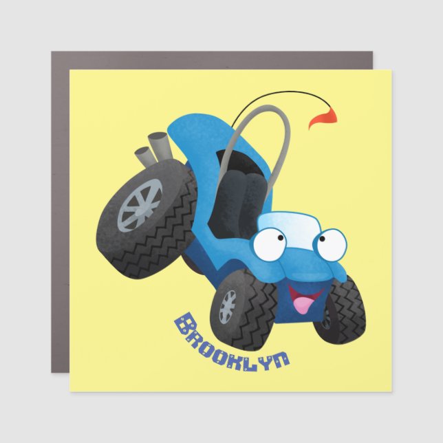 Cute dune buggy off road vehicle cartoon  car magnet (Front)