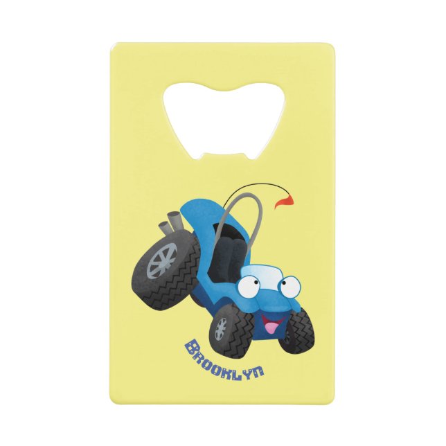 Cute dune buggy off road vehicle cartoon  credit card bottle opener (Front)