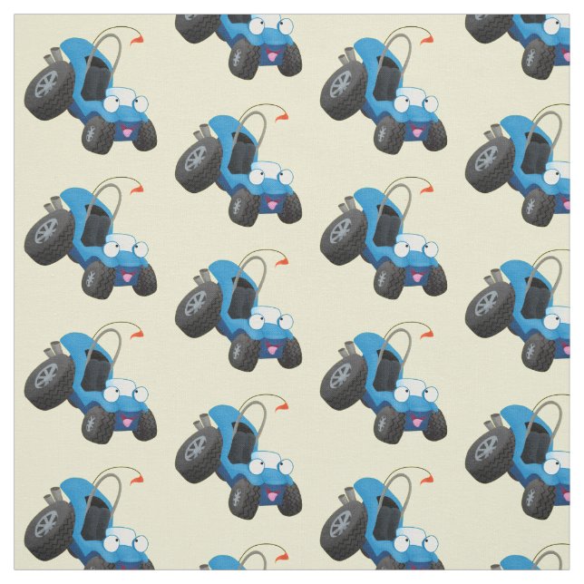 Cute dune buggy off road vehicle cartoon fabric (Swatch)