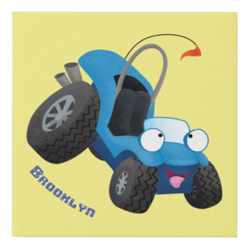 Cute dune buggy off road vehicle cartoon faux canvas print