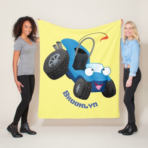 Cute dune buggy off road vehicle cartoon fleece blanket