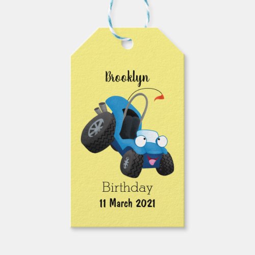 Cute dune buggy off road vehicle cartoon gift tags