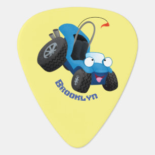 Cute dune buggy off road vehicle cartoon guitar pick
