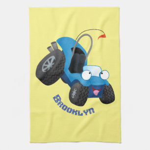 Cute dune buggy off road vehicle cartoon  kitchen towel