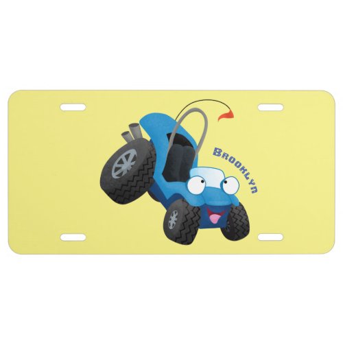 Cute dune buggy off road vehicle cartoon  license plate