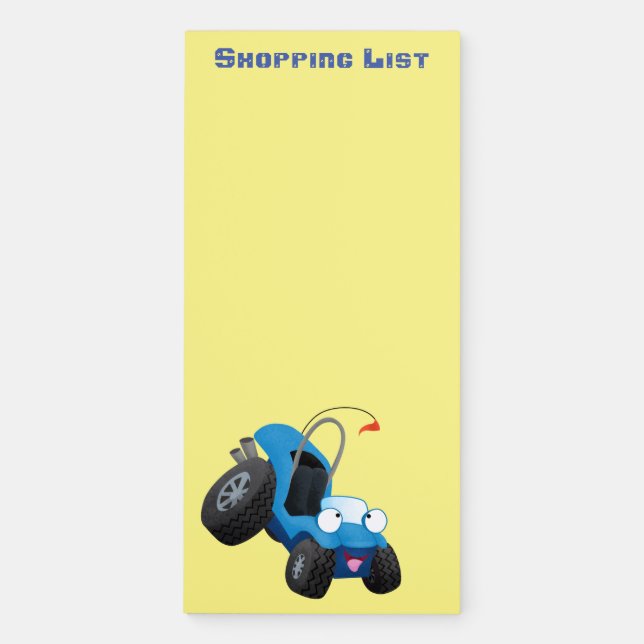 Cute dune buggy off road vehicle cartoon  magnetic notepad (Front)